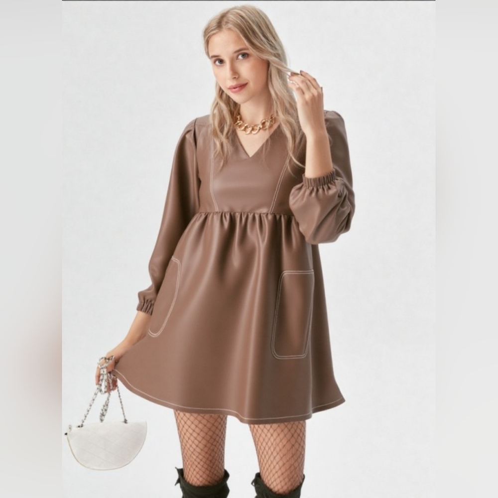 Faux Leather Women's Dress